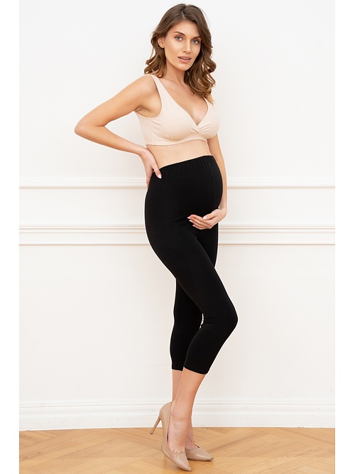 Legginsy 3/4 ciążowe dla III. trymestru czarny