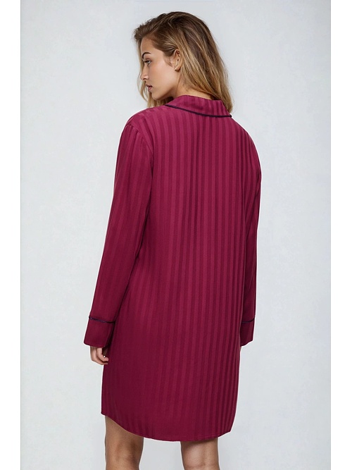 Wiskozowa koszula nocna Amourette Jacquard NDW burgundowa